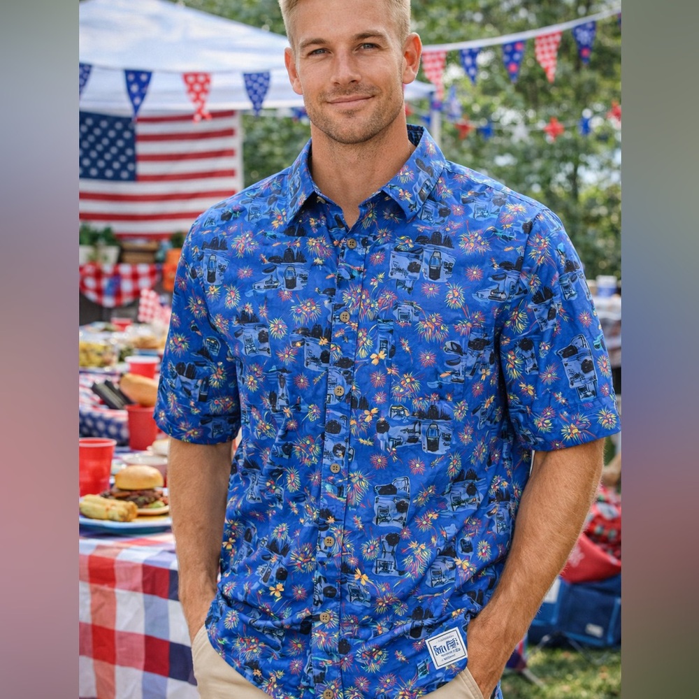 Academy Sports Fireworks Grill Button Up Shirt Men’s 2XL